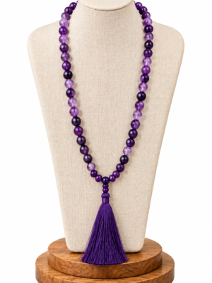 Amethist Mala Gebedsketting – Paarse Kralen met Lange Kwast