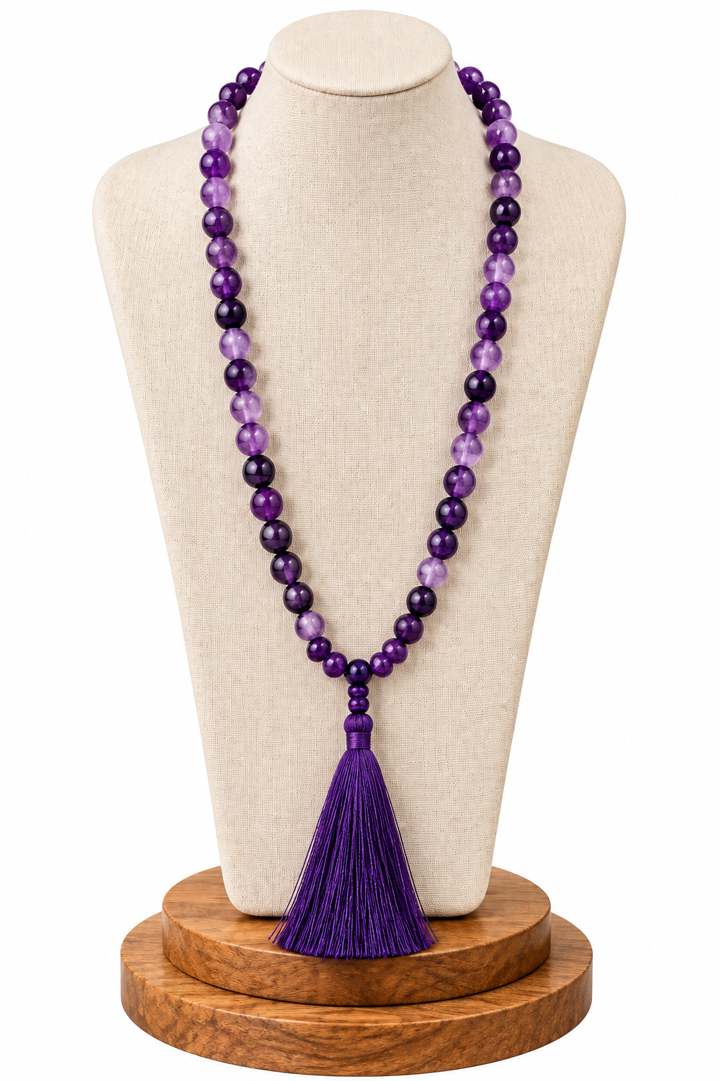 Amethist Mala Gebedsketting – Paarse Kralen met Lange Kwast