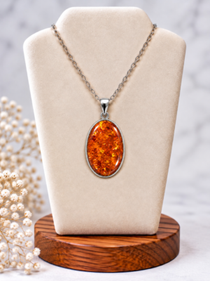 Zilveren hanger met barnsteen (Amber) AMBP02