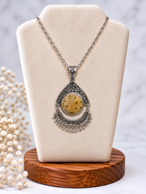Zilveren Hanger met Fossiel Koraal – Golden Heritage