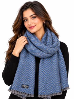 Cashmere sjaal met subtiele blauw