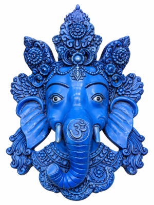 Ganesha-wandmasker – symbool van wijsheid en voorspoed-blauw