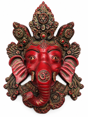 Ganesha-wandmasker – symbool van wijsheid en voorspoed-rood