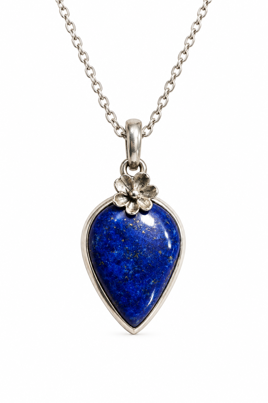 Zilveren hanger met lapis lazuli en bloemmotief - Afbeelding 3