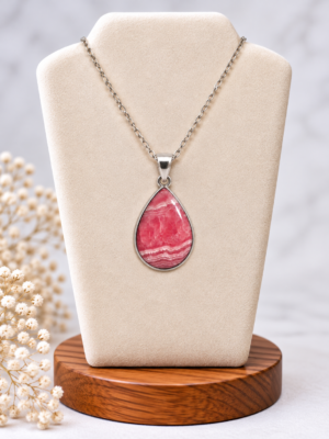 Zilveren hanger met rode rhodochrosiet RHDP1
