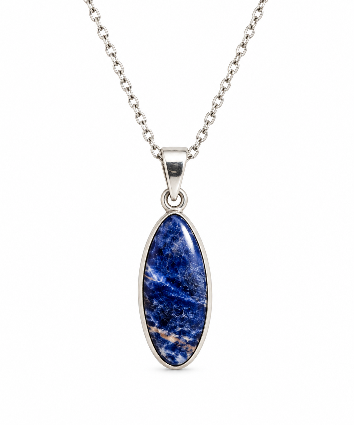 Zilveren hanger met sodaliet – elegante ovale blauwe edelsteen - Afbeelding 2