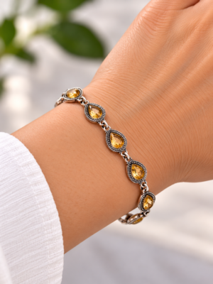 Zilveren Armband met Druppelvormige Gefacetteerde Citrien