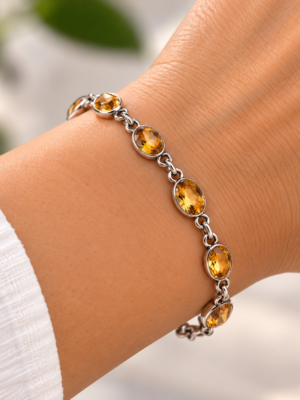 Zilveren Armband met Ovale Gefacetteerde Citrienstenen