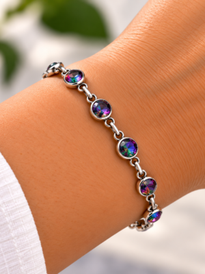 Zilveren Armband met Ronde Mystic Topaas
