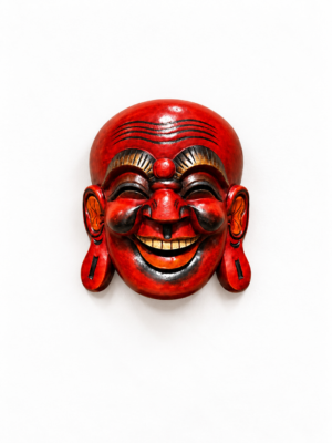 Handgemaakt rood lachend boeddha masker